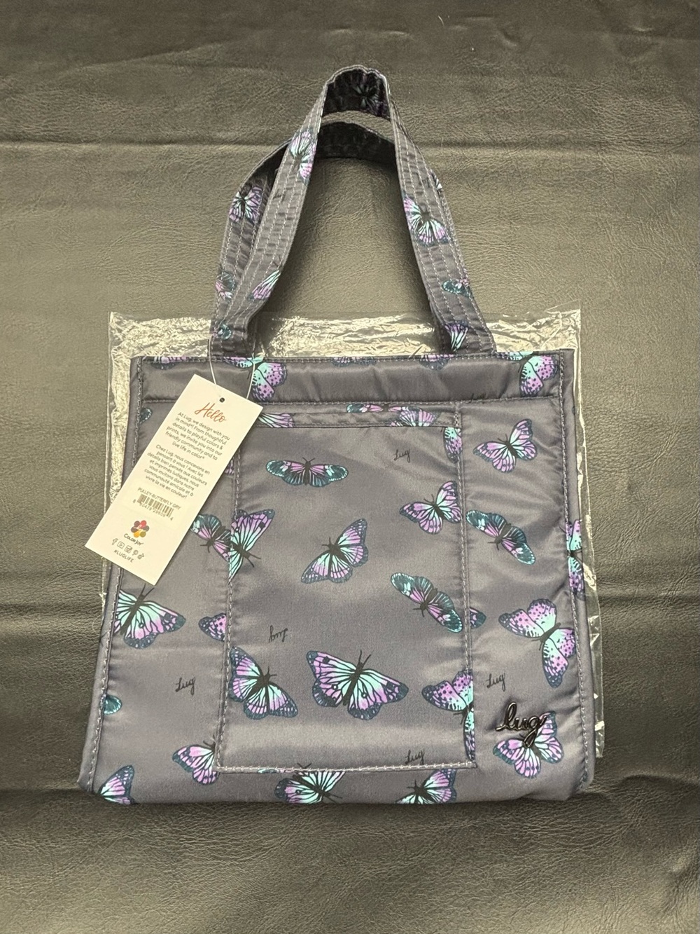 $15 NWT Lug BUTTERFLY GREY PULLEY Tote Bag